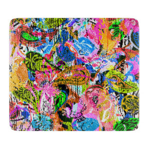 Planche À Découper Jolis fleurs de paisley mixtes abstraits colorés