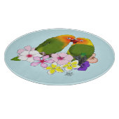 Planche À Découper Jolis Inséparables Fleurs Tropicales Oiseau Romant (Coin)