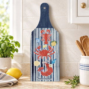 Planche À Découper Jolis Longs Citrons Homard Rayés Côtiers