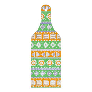 Planche À Découper Jolis motifs ethniques orange et vert