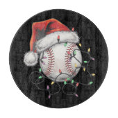 Planche À Découper Joueur de baseball de Noël de père Noël Sports (Devant)