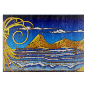 Planche À Découper Jour ensoleillé à la plage Aquarelle peinture