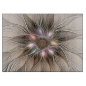 Planche À Découper Joyeuse Fleur Abstrait Beige Brown Floral Fractal (Devant)