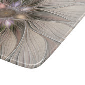 Planche À Découper Joyeuse Fleur Abstrait Beige Brown Floral Fractal (Coin)