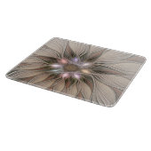 Planche À Découper Joyeuse Fleur Abstrait Beige Brown Floral Fractal (Coin)