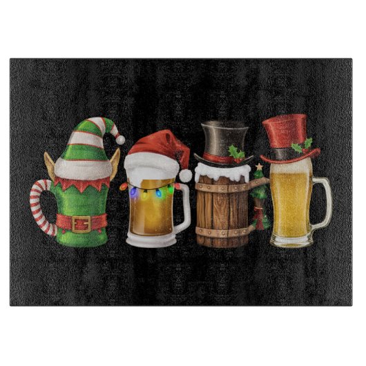 Planche À Découper Joyeuses bières de Noël Boire Père Noël Beer Lover (Devant)