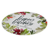 Planche À Découper Joyeuses vacances aquarelle feuillage fleuri (Coin)