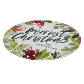 Planche À Découper Joyeuses vacances aquarelle feuillage fleuri (Coin)