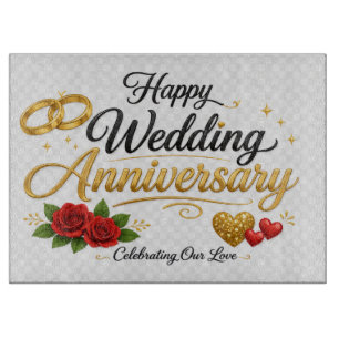 Planche À Découper Joyeux Anniversaire de Mariage Élégantes Bagues