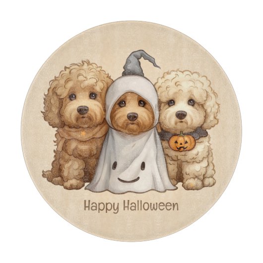 Planche À Découper Joyeux chien d'Halloween Goldendoodle (Devant)