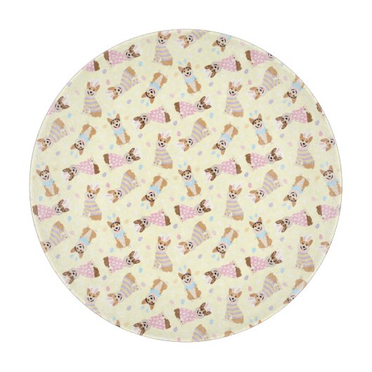 Planche À Découper Joyeux Chiens de Corgi gallois Pembroke de Pâques (Devant)