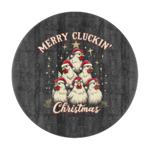 Planche À Découper Joyeux clucage Noël Funny Chicken Roosters