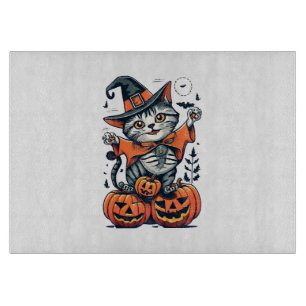 Planche À Découper Joyeux Halloween Sorcière Chat