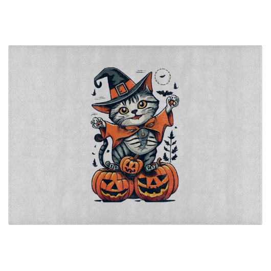 Planche À Découper Joyeux Halloween Sorcière Chat (Devant)