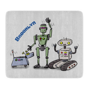 Planche À Découper Joyeux joli dessin de trois robots trio