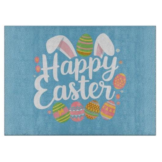 Planche À Découper Joyeux Joyeux Jour de lapin lapin de Pâques (Devant)