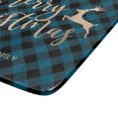 Planche À Découper Joyeux Joyeux Noël Or Noir & Bleu Plaid (Coin)