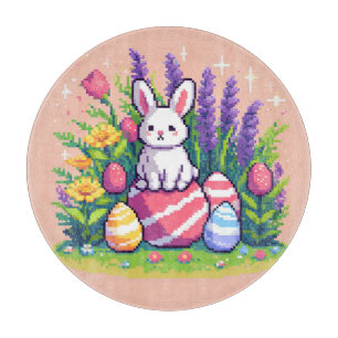 Planche À Découper Joyeux lapin de Pâques 8 bits art pixel