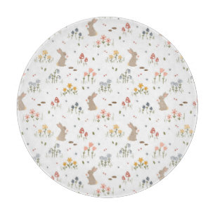 Planche À Découper Joyeux Lapin de Pâques Fleur sauvage Cute Décor Cu