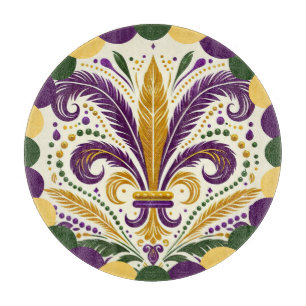 Planche À Découper Joyeux Mardi Gras fleur de lis