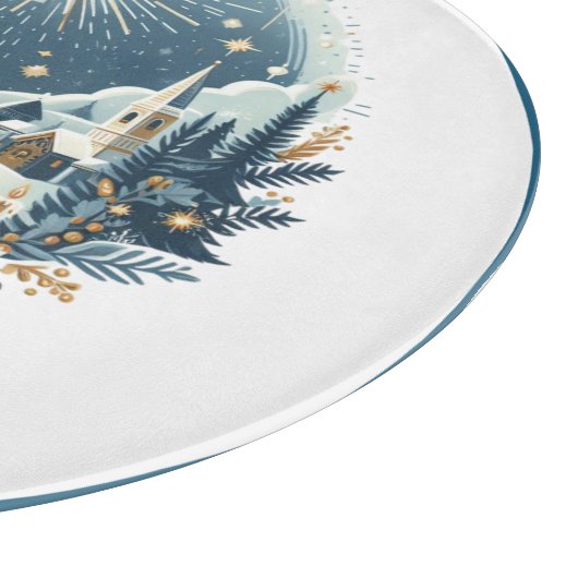 Planche À Découper Joyeux Noël bleu et or (Coin)