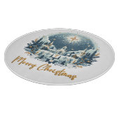 Planche À Découper Joyeux Noël bleu et or (Coin)