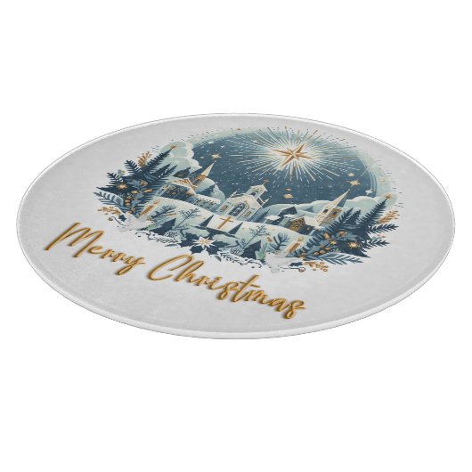 Planche À Découper Joyeux Noël bleu et or (Coin)