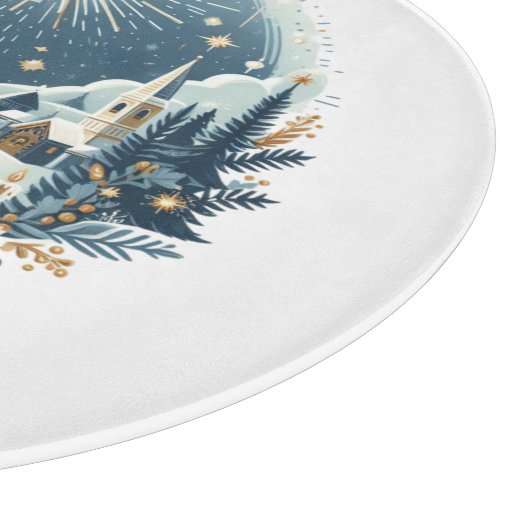 Planche À Découper Joyeux Noël bleu et or (Coin)