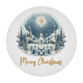 Planche À Découper Joyeux Noël bleu et or (Devant)