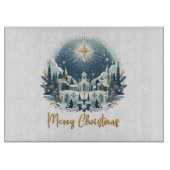 Planche À Découper Joyeux Noël bleu et or (Devant)