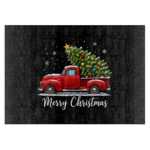 Planche À Découper Joyeux Noël camion rouge arbre hommes femmes