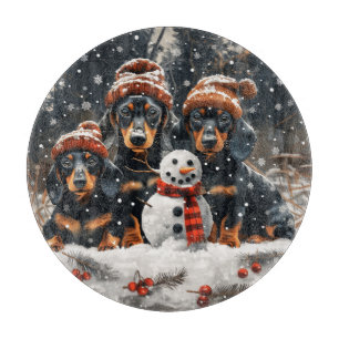 Planche À Découper Joyeux Noël Chiens Chiens Snowman
