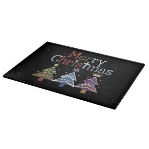 Planche À Découper Joyeux Noël Croix Arbre de Noël Rétro