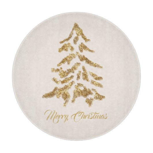 Planche À Découper Joyeux Noël d'arbre doré (Devant)