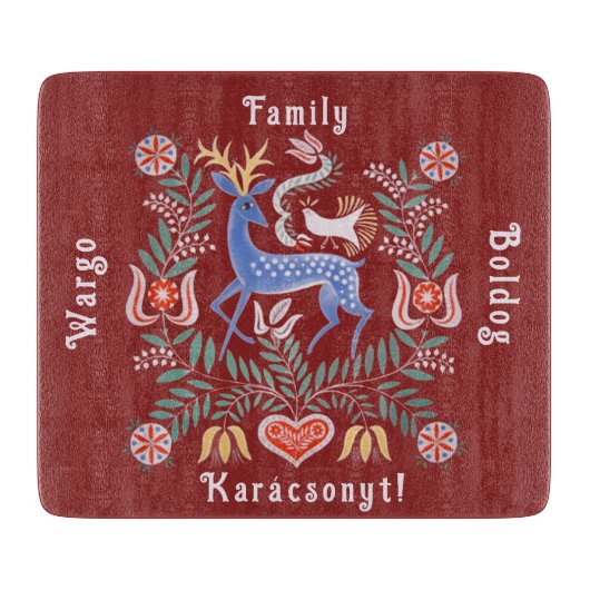 Planche À Découper Joyeux Noël d'art populaire hongrois (Devant)