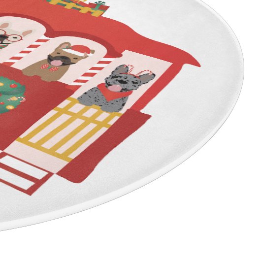 Planche À Découper Joyeux Noël Français Bulldogs Vacances Trolly (Coin)