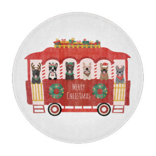 Planche À Découper Joyeux Noël Français Bulldogs Vacances Trolly