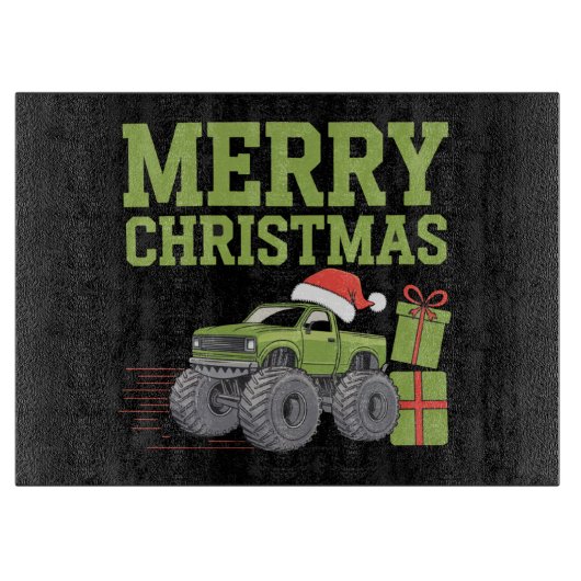 Planche À Découper Joyeux Noël Monster Camion Toddler Boys Noël (Devant)