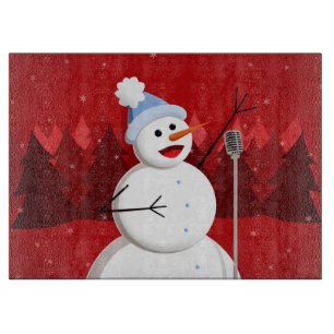 Planche À Découper Joyeux Noël musical de bonhomme de neige