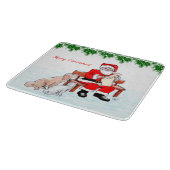 Planche À Découper Joyeux Noël - Père Noël avec chat et chien (Coin)