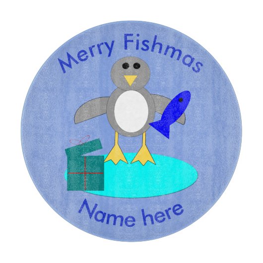Planche À Découper Joyeux Noël Pingouin de pêche (Devant)
