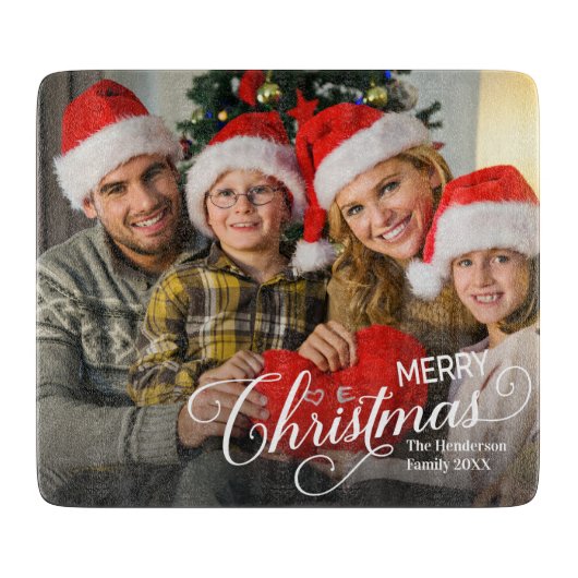 Planche À Découper Joyeux Noël Simple Photo personnalisée (Devant)