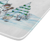 Planche À Découper Joyeux Noël ! Snowman avec chat et chiot (Coin)