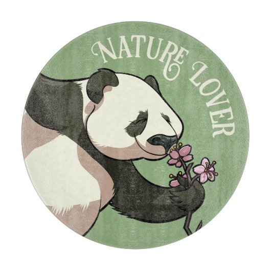Planche À Découper Joyeux Panda odé Blossom Nature Lover Cartoon (Devant)