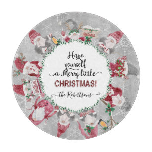 Planche À Découper Joyeux petit Noël Gnome Santas Elf Snowflakes