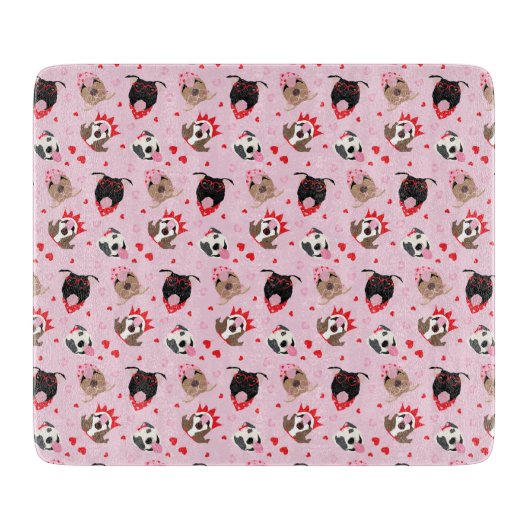 Planche À Découper Joyeux Valentines Day American Pit Bull Terriers (Devant)