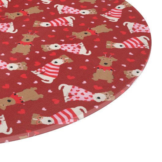 Planche À Découper Joyeux Valentines Day Welsh Wire Fox Terrier Chien (Coin)