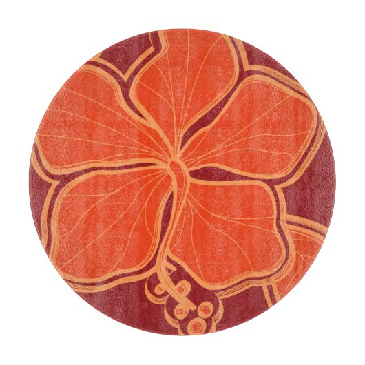 Planche À Découper Kailua Hibiscus Hawaiian Glass Cutboard (Devant)