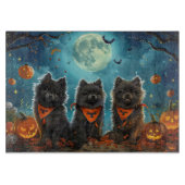 Planche À Découper Keeshond Halloween Éffrayant (Devant)