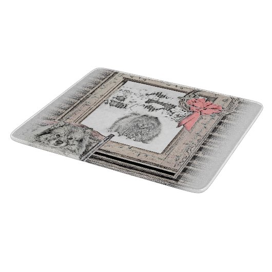 Planche À Découper Keeshond Noël hiver fenêtre Peinture Chien Art (Coin)